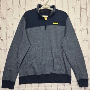 Prince & Fox Quarter Zip Pullover Blue Colorblock Fleece Sweater‎ Mens Sz Large